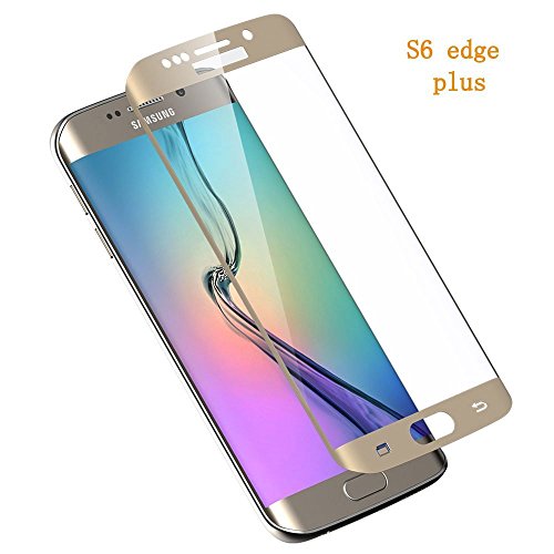 [2 Stück] EUGO Samsung Galaxy S6 Edge Schutzfolie - 3D Premium Full Coverage Gehärtetem Glas Schutzfolie Displayschutzfolie Panzerglas für Samsung Galaxy S6 Edge - Gold
