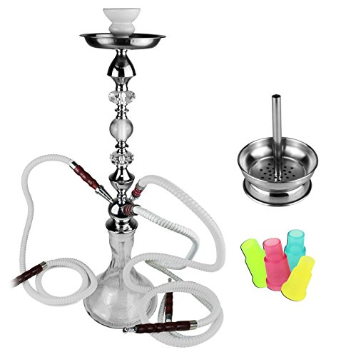 BAYLI - XXL Shisha Set, Hookah, Orientalische Wasserpfeife mit 3 Schläuchen, inklusive Zange, Tonkopf Shisha Höhe ca. 70cm Nargile Hookah mit Tonkopf und Zange + Kaminaufsatz + Mundstück F4063