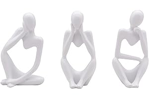 PIGPIGFLY Three People Decorative Figures, Shelf Decoration, Bookworm Sculpture, Decorative Living Room, Home Store Decoration, Modern Abstract Art Sculptures Decoration, Office Decorations (White)