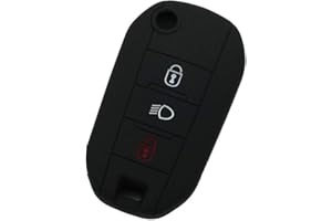 BROVACS Funda protectora de silicona compatible con Peugeot Citroen con mando a distancia de 3 botones con símbolo de luz CV9306, color negro