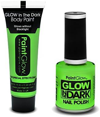 PaintGlow™ Glow in the dark Cosmetic Box Set Halloween Party Bright Green Colour for Body, face and nails