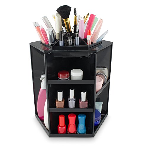 ★ Make Up / Kosmetik Organizer ★ 360 Grad drehbar ★ Kein Aufbau notwendig! ★ (Pink, Schwarz, Weiß)