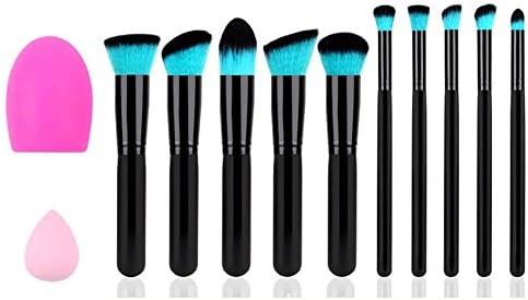 Makeup brush Set Combination,Cosmetic Brush Set Made of Man-made Fiber / Wood Handle / Metal Aluminum Tube,Antibacterial, Washable and not Lint，Multi-style Foundation Brush, Wash Egg and Drip Puff (black and blue)