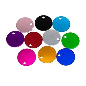 AUEAR, 10 Pack Colorful Round Pet ID Tag Blank for Dog Cat Double Sided 25mm for Pet Name Phone Number ID Tag Charm Personalized Jewely Making