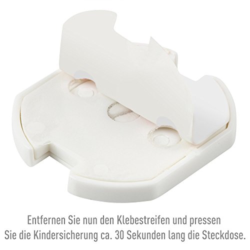 Anpro 30 Stück Steckdosenschutz für Steckdose mit Drehmechanik – steckbar Steckdosensicherung für Kleinkind Baby zum stecken selbstklebend leicht zu montieren (weiß) - 3