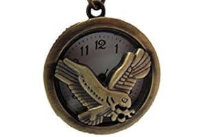Fat-catz-copy-catz Bronze Vintage Antique style Hummingbird eagle design Mini Quartz Roman Numerals Clock pocket watch fob keyring Free UK P&P Gift Idea