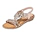 Price comparison product image Anglewolf Ladies Faux Leather Open Toe T-Bar Gem Flat Summer Sandals Women'S Bohemia Rhinestone Flower Bead Boho Beach Flip Flops Elastic T-Strap Post Thong Shoes(Pink,5 UK)