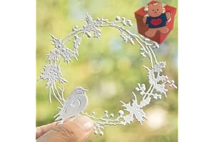 GOWXS Bird Holly Wreath Dies for Card Making，Card Making Cut Stencils for DIY Scrapbooking Photo Album Decorative Embossing Paper Dies for Card Making Templated+Cute Brooch Pin…