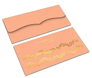 Brown Cloud Customized Gold FOIL on Velvet Finish Shagun/Money/Gift Envelope/Cover/Lifafa for All Occasions with Personalized Text Message/Name/Photo (SE VLVT FOIL Orange 001) (Pack of 50)