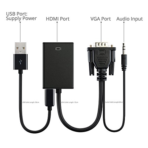 BlueBeach – VGA + Audio zu HDMI Konverter – Unterstützt 1080p Full HD – Connect PC Computer VGA-Video + Audio zu HDMI-Monitor oder HDTV - 2