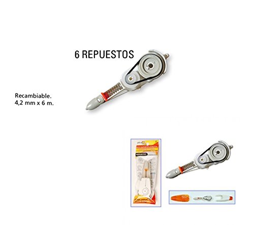LOTE de 6 Recambios para Corrector de cinta OfficeBox 4,2mm x 6 metros