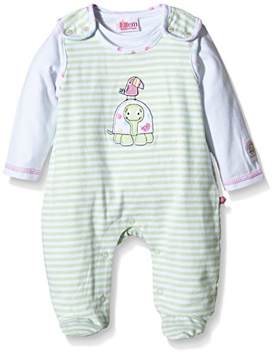 SALT AND PEPPER Baby Girls Crew Neck Long Sleeve Footies, Green (pastel green 603), 0 - 3 Months