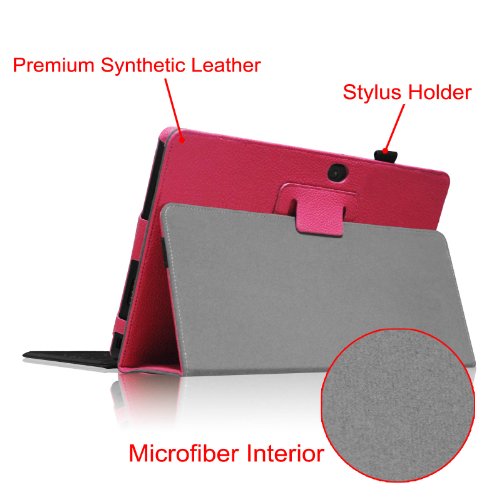 [Eckenschutz] Fintie Microsoft Surface Pro / Pro 2 hülle Case Tasche Schutzhülle Etui – Hochwertige Kunstleder Slim Fit Stand Cover mit Stylus-Halterung für Microsoft Surface Pro / Pro 2 10.6″ Zoll Tablet, Magenta - 7