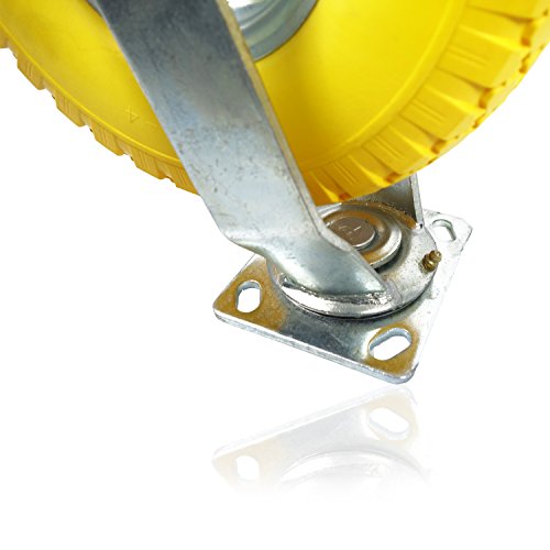 4-teiliges HSM PU Vollgummi Lenkrollen und Bockrollen Set 3.00-4 Transportrollen pannensicher Schwerlastrollen Ø 260 mm - 5