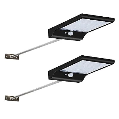 GRDE Lampe Solaire Extérieur à 36 LED 450 LM Ultra Puissante, Eclairage Etanche (IP65) Sans Fil à 4 modes avec Détecteur de Mouvement pour Jardin, Terrasse, Cour, Allé, Mur Extérieur, etc. (2)