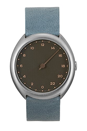 slow O 10  Licht blau Vintage Leder Silber Fall anthrazit Zifferblatt Unisex Quarzuhr mit grauem Zifferblatt Analog-Anzeige und Hellblau Lederband slow O 10  Licht blau Vintage Leder Silber Fall anthrazit Zifferblatt Unisex Quarzuhr mit grauem Zifferblatt Analog-Anzeige und Hellblau Lederband