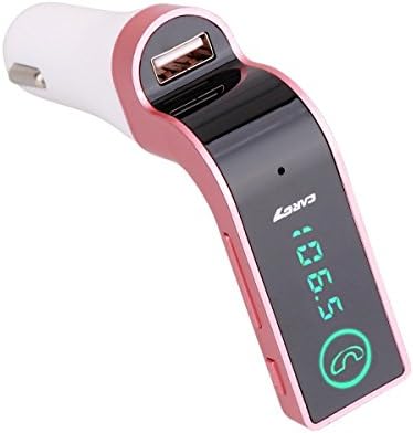 FM Transmitter, Wireless Bluetooth Car Kit Charger with Mic/TF Card/USB Drive/AUX Play Hands-free calls, Smart USB Charging for iPhone, iPad, Samsung Galaxy and Other Android Phones-(Pink) TIANSHILI
