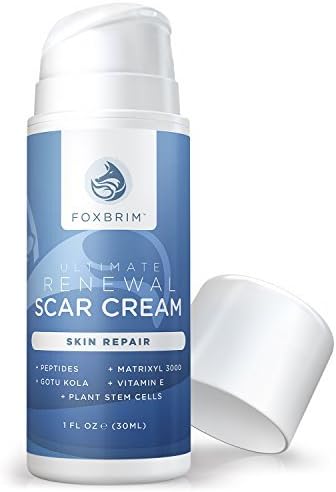 Foxbrim Ultimate Renewal Scar Cream - For Stretch Marks and Scars - Vegan Formula With Peptides, Plant Stem Cells, Vitamin E &amp; Nutrient Rich Oils - 1OZ by Foxbrim