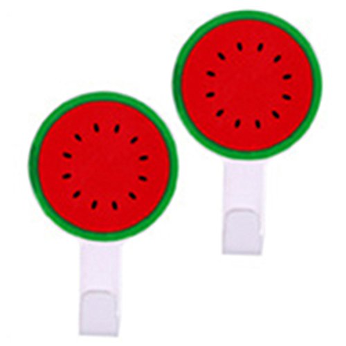 OFT 2pcs. Cartoon Fruit Saugnapf haken Metall kleberhaken Badezimmer Küche Strong Wand Kleiderhaken Handtuch Haken Einzel Haken (Wassermelone)