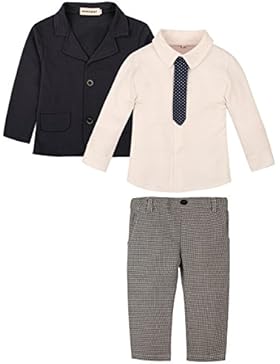 ZOEREA 3tlg Baby Jungen Anzug Shirts+Hosen+Mantel Hochzeit Smoking Taufe Kleider Gentleman Gesamt Baumwolle Langarm...