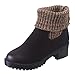 Produktbild Holeider Leder Stiefeletten Damen Warm Quadratischer Absatz Schneestiefel Winterstiefel Casual Runder Zeh Schuhe Frauen Winterschuhe Boots Martin Stiefel,