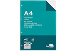 Recambio liderpapel a4 100 hojas 100g/m2 liso sin margen 4 taladros