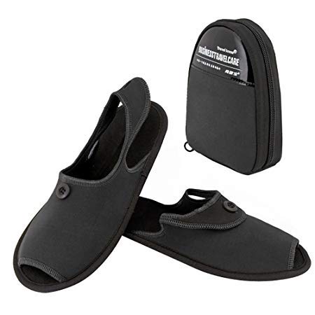 Vitalite Travelmall pantofole unisex portatile pieghevole da viaggio antiscivolo pantofole pieghevole spiaggia scarpe con custodia da trasporto, Nero, medium
