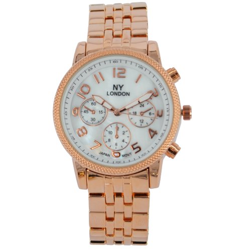 NY London Designer Damenuhr,Damen Strass Uhr in Chronograph Optik,Rosegold,inkl.Geschenkbox/Uhrenboc NY London Designer Damenuhr,Damen Strass Uhr in Chronograph Optik,Rosegold,inkl.Geschenkbox/Uhrenboc