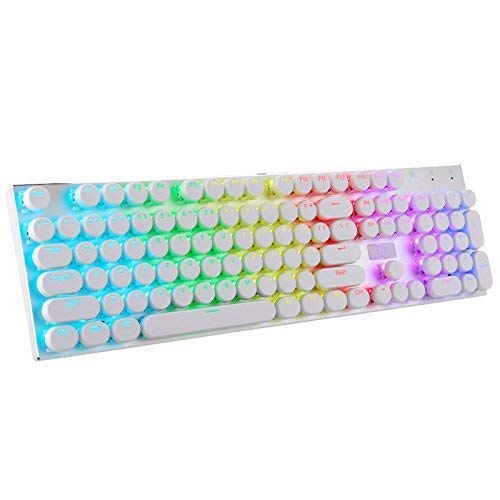 Keycap 104 PBT - Teclas retroiluminadas de inyección de Doble Disparo para Todos los teclados mecánicos de Juego con Extractor de Llaves Blanco Blanco