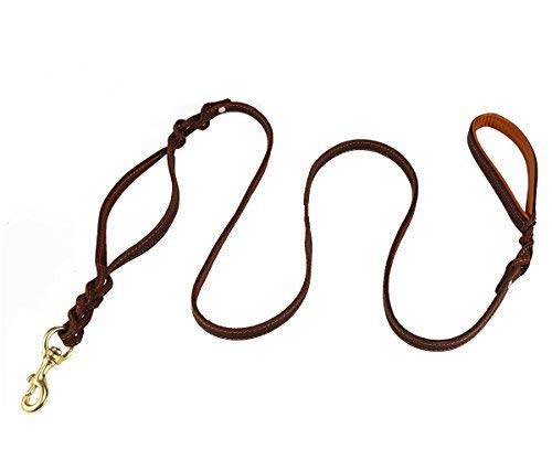 Jyhyeu Cuir Laisse à poignée double - 1,8 m de long et 5/20,3 cm Large en cuir tressé Laisse pour chien/Heavy Duty Laisse pour Medium Dressage de chiens de petite taille et grande Marche