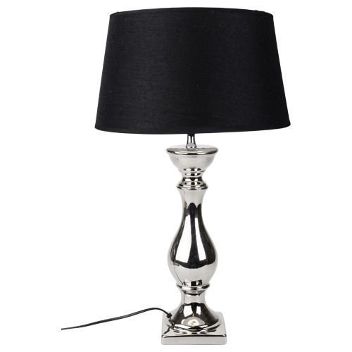 Silber Lampe Tischlampe Tischleuchte Shabby Chic Landhaus Vintage Chrom Keramik