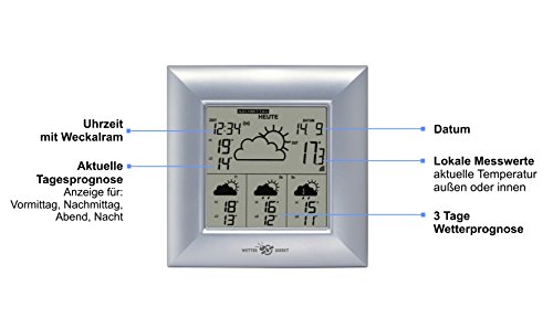 Technoline, WetterDirekt Wetterstation WD 4000 mit Innen-/ Außentemperaturanzeige, Wettervorhersage für 4 Tage und Wetterdaten für über 50 Regionen - 4
