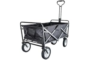 SANHENG Trolley auf Rädern, robuster Gartenwagen, zusammenklappbar, ideal für Aufbewahrung im Freien, Garten, Schwarz