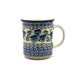Polish Pottery Mug – Straight Sided – Winter Viola