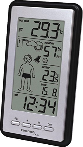 Technoline Wetterstation WS 9632-IT mit Vorhersage von Wettersituation, Anzeige von Wettertendenz und Innen- und Außentemperatur, Wettermännchen das sich Wetter entsprechend anzieht - 6