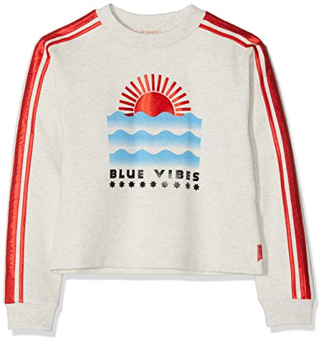 Scotch & Soda RBelle Cropped Crew Neck Sweat with Cut off Bottom Hem Felpa, (Ecru Melange 1m), 140 (Taglia Produttore: 10) Bambina