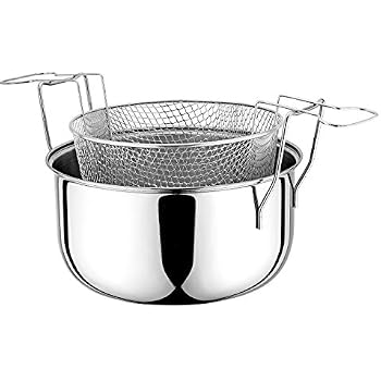 Friteuse GSW 3 L Avec Passoire – Acier Inox, Couvercle Verre, Compatible Induction – Idéale Pour Friture Et Cuisson - 3