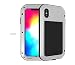 Produktbild Love Mei iPhone XS Max Hülle, Heavy Duty Rüstung Tank Stoßfest Staubdicht Case Hybride Aluminium Metall Stoßfest Cover Fall with Schutzfolie für iPhone XS Max 6.5'' 2018 (iPhone XS Max 6.5'', Silber)