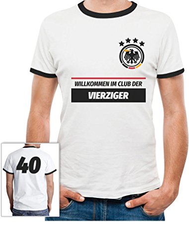 40 Geburtstag Geschenk – Willkommen im Club der 40er Deutschland Trikot T-Shirt XX-Large Weiß/Schwarz