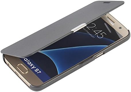 MTRONX for Samsung Galaxy S7 Case, Magnetic Closure Ultra Slim Folio Flip PU Leather Twill Case Cover Pouch for Samsung Galaxy S7 - Grey(MG-GY)