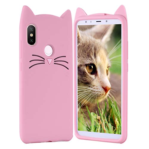 HopMore Gato Funda para Xiaomi Redmi Note 5 / Note 5 Pro Silicona Motivo 3D Carcasa Divertidas Gato TPU Gel One Piece Ultrafina Slim Case Antigolpes Caso Protección Cover Design Gracioso - Lindo Rosa