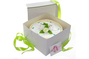 DUBISTDA -WINDELTORTEN- Neutre gâteau de couches dans cakebox – Cadeau de Naissance, Baby Shower & Baby Rainshower – dubistda