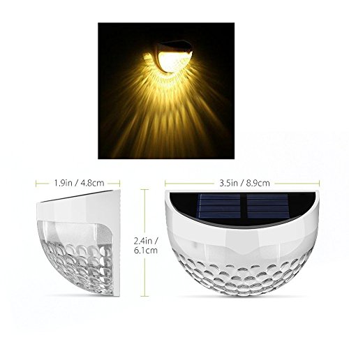 4 Stück LED Solarleuchte 6LEDs Wandleuchten Wasserdicht Gartenleuchte, Solar Außenleuchte, Wandleuchte fürGarten, Zaun, Garten, Garten Deko, Garage, Treppe usw. (Warmweiß) - 2