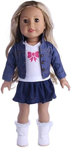 Transer® Girls Toy Clothes, 3Pcs Jeans Coats for 18 inch Our Generation American Girl Doll Clothing Suit (A)