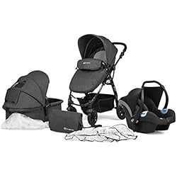 MOOV 2018 Poussette combinée 3 en 1 avec coque pour bébé (noir)