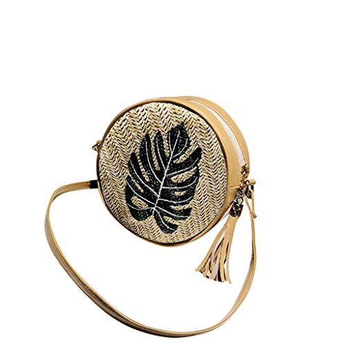 LILICAT?Simple Sac Paille Femmes Sac à Bandoulière Sacs Portés épaule Fourre-tout Gnds Cabas Osier Vacances Zipper,Sac De Plage Sac à Bandoulière Tissé Fait à La Main Sacs De Raphia Cercle En Rotin