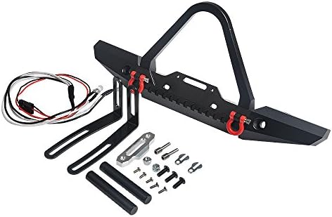 AXspeed Aluminum Front Bumper w/ Winch Mount LEDs for Traxxas TRX-4 1/10 RC Crawler CAR Type B