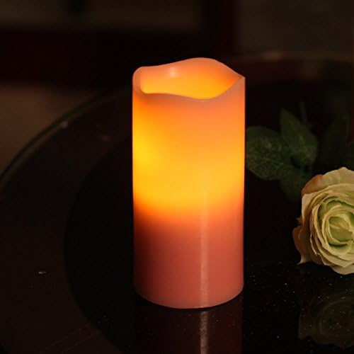 Home Impressions Battery Operate Flameless Pillar LED Candle with Timer, 3 x 6", Pink