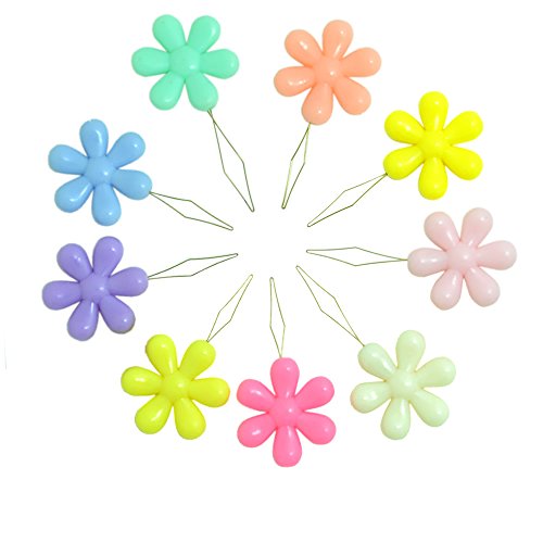 BronaGrand 30 Pieces Plastic Flower Head Wire Loop Needle Threader Stitch Insertion Hand Machine Sewing Tool