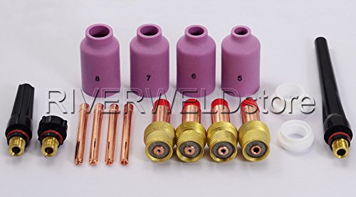 WIG Gaslinse Düse Collet Körper Zurück Cap Kit Fit DB SR WP17 18 26 WIG-Schweißbrenner Zubehör Verbrauchsmaterial 17pcs